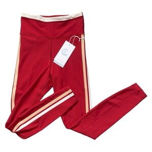 Johnny Was Calme Endurance High Waist 7/8 Leggings in Red with White Contrast